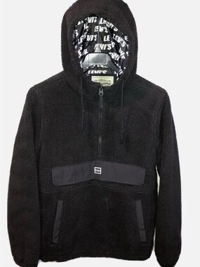Levi's Black Sherpa Half-Zip Hooded Pullover